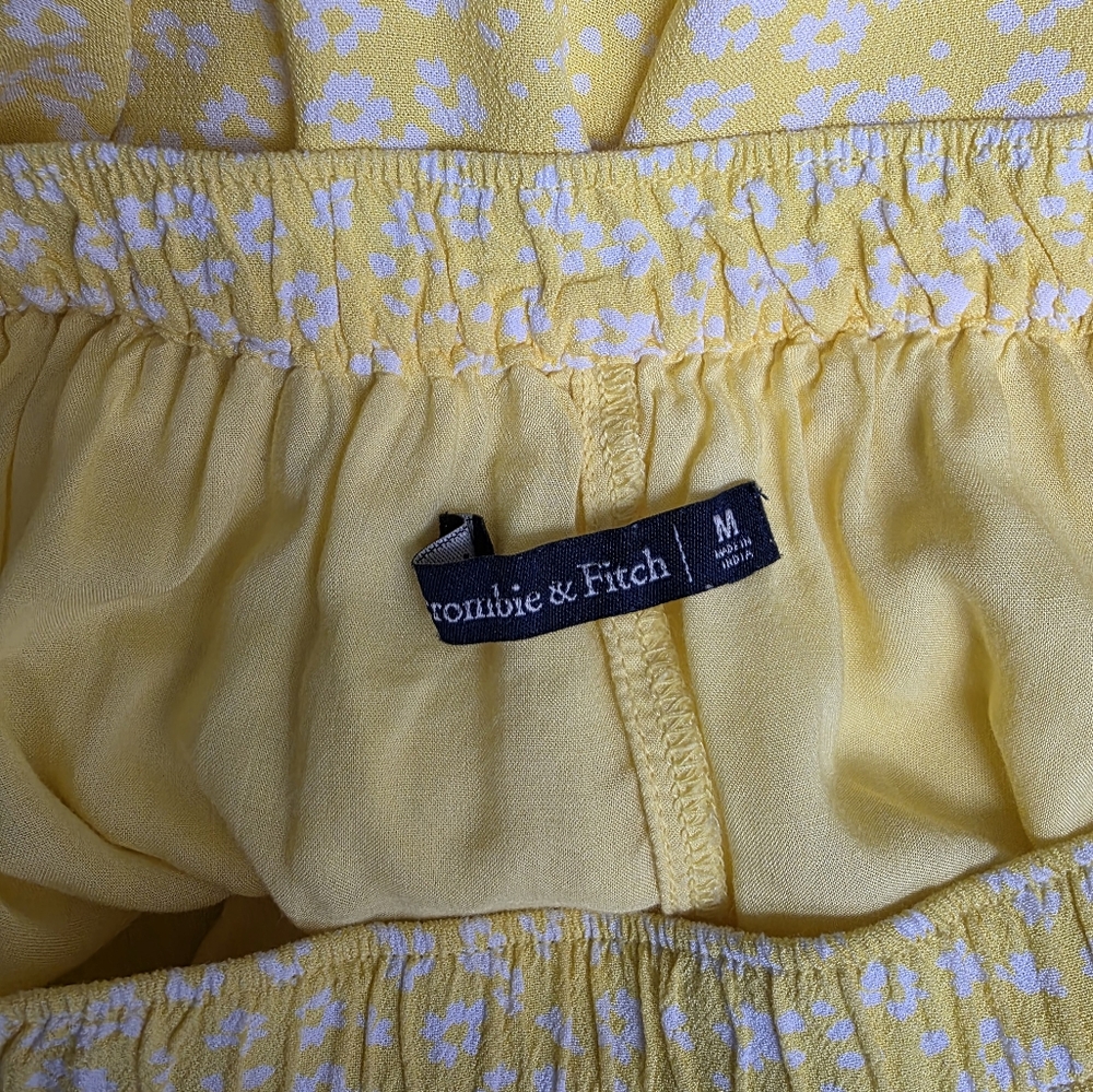 Ambercrombie & Fitch Yellow White Floral Ruffle Mini Skirt Size M - Picture 12 of 13